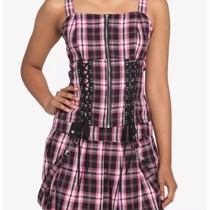 Pink and Black Plaid Corset Top Only